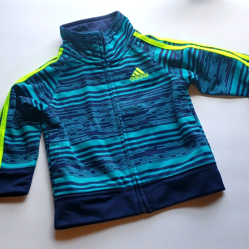 Adidas Baby Boy's Front Zip Teal and Blue Jacket Size 12M - Picture 1 of 6
